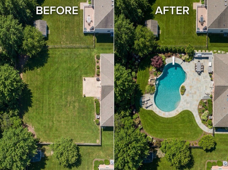 Pool before and after